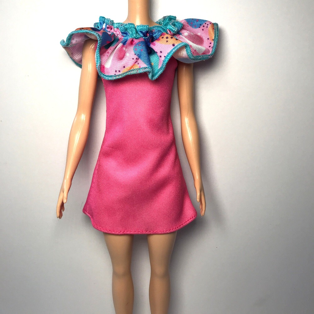 Barbie Doll Clothing Stacie to the Rescue Pink Colorful Ruffle Top Dress
